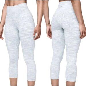 Lululemon Wunder Under Crop High Rise 21” Leggings Gray Heather Stripe Size 2